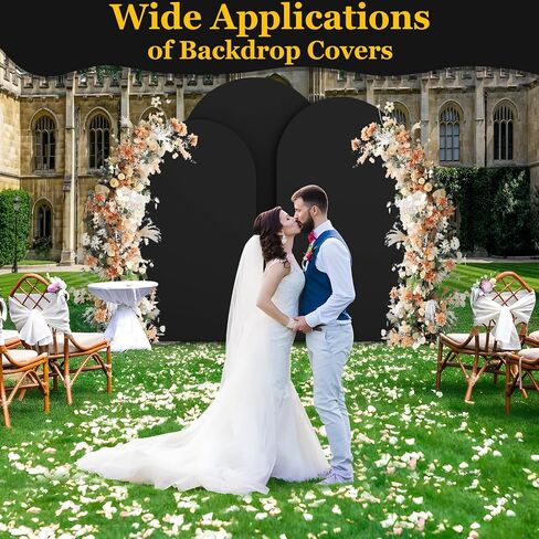 Wedding Arch Cover Set of 3 Blue, 6FT, 6.6FT, 7.2FT Round Top Chiara Backdrop Stand Covers for Birthday Graduation Baby Shower Banquet Party Decoration in Saudi Arabia