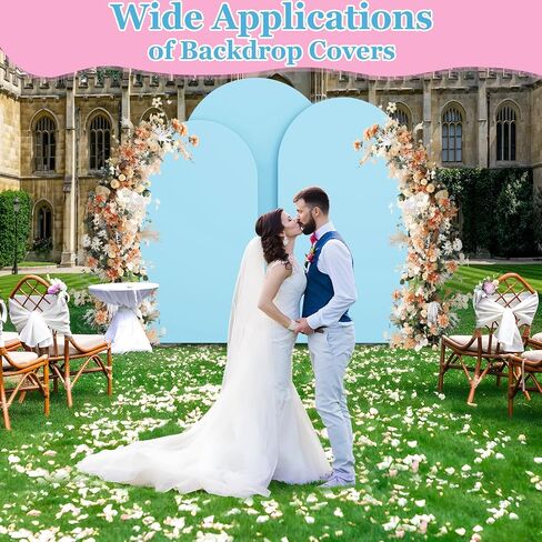 Wedding Arch Cover Set of 3 Blue, 6FT, 6.6FT, 7.2FT Round Top Chiara Backdrop Stand Covers for Birthday Graduation Baby Shower Banquet Party Decoration in Saudi Arabia