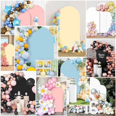 Wedding Arch Cover Set of 3 Blue, 6FT, 6.6FT, 7.2FT Round Top Chiara Backdrop Stand Covers for Birthday Graduation Baby Shower Banquet Party Decoration in Saudi Arabia