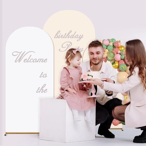 pingk Double Color Wedding Arch Set - 4ft/5ft/6ft Spandex Fitted Covers for Baby Party Birthday Banquet Shower in Saudi Arabia