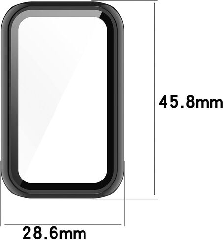 E ECSEM Case Compatible for Amazfit Band 7 Frame PC Protective Cover with Tempered Glass Film for Amazfit Band 7 Smartwatch Screen Protectors Accessories (Black&Clear) in Kuwait