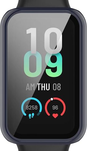 E ECSEM Case Compatible for Amazfit Band 7 Frame PC Protective Cover with Tempered Glass Film for Amazfit Band 7 Smartwatch Screen Protectors Accessories (Black&Clear) in Kuwait