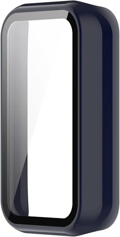 E ECSEM Case Compatible for Amazfit Band 7 Frame PC Protective Cover with Tempered Glass Film for Amazfit Band 7 Smartwatch Screen Protectors Accessories (Black&Clear) in Kuwait