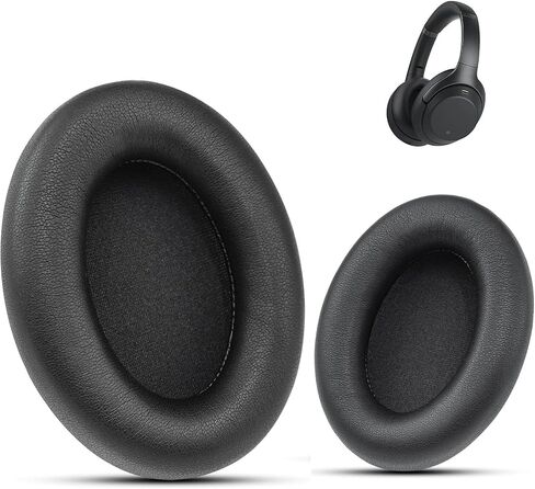 وسائد أذن بديلة لسماعات الرأس Sony WH-1000XM3، (WH1000XM3) فوق الأذن، وسادات الأذن مع جلد بروتين أكثر نعومة، وإسفنج ذاكرة عازل للضوضاء (أسود) in Saudi Arabia