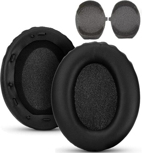 وسائد أذن بديلة لسماعات الرأس Sony WH-1000XM3، (WH1000XM3) فوق الأذن، وسادات الأذن مع جلد بروتين أكثر نعومة، وإسفنج ذاكرة عازل للضوضاء (أسود) in Saudi Arabia