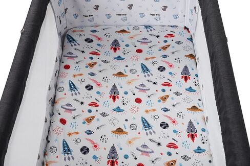 Travel Crib Fitted Sheets Set 3 Pack Compatible with Baby Bjorn, Guava Lotus Travel Crib and 24 x 42 Inch Travel Light Playard Mattress Ultra Soft Jersey Material,Rocket Satellite,Car & Bus in Saudi Arabia