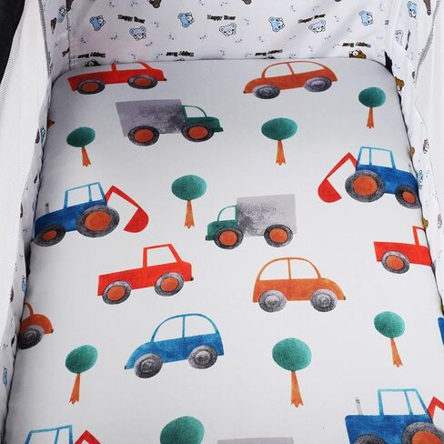 Travel Crib Fitted Sheets Set 3 Pack Compatible with Baby Bjorn, Guava Lotus Travel Crib and 24 x 42 Inch Travel Light Playard Mattress Ultra Soft Jersey Material,Rocket Satellite,Car & Bus in Saudi Arabia