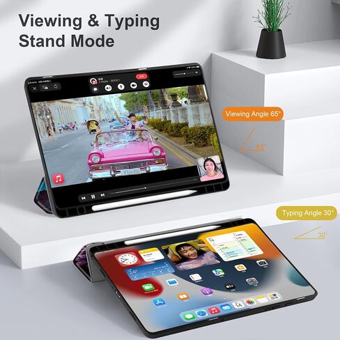 حافظة MEEgoodo لهاتف Samsung Galaxy Tab A9 Plus غطاء 11 بوصة 2023 مع حامل قلم S، A9+ حافظات أجهزة لوحية ذكية مع حامل جلدي ثلاثي الطي + غطاء خلفي ناعم من مادة TPU + استيقاظ/نوم تلقائي ذكي، زهرة خيالية جميلة in Saudi Arabia