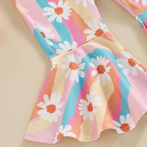 Toddler Girl Bell Bottoms Romper Floral/Butterfly Print Overalls Suspender Flare Pants One Piece Strap Jumpsuit in Saudi Arabia