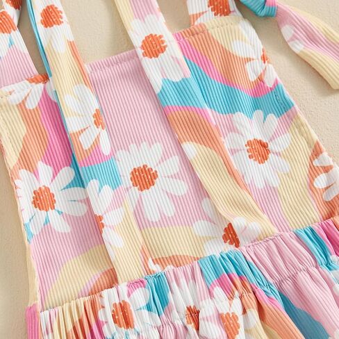 Toddler Girl Bell Bottoms Romper Floral/Butterfly Print Overalls Suspender Flare Pants One Piece Strap Jumpsuit in Saudi Arabia