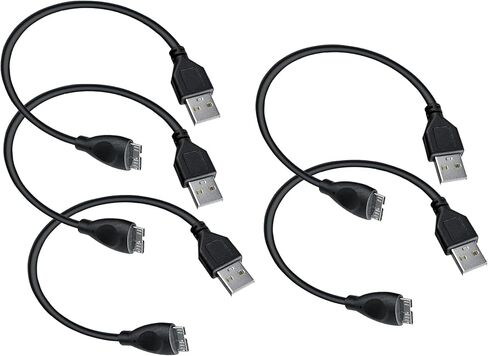 SaiTech IT 2 حزمة كابل USB 3.0 A إلى Micro B كابل نقل بيانات عالي السرعة يصل إلى 5 جيجابت في الثانية لمحرك الأقراص الصلبة الخارجي المحمول - (20 سم)، أسود in Kuwait