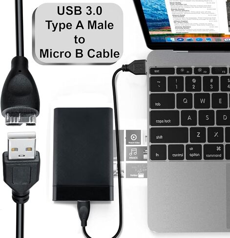 SaiTech IT 2 حزمة كابل USB 3.0 A إلى Micro B كابل نقل بيانات عالي السرعة يصل إلى 5 جيجابت في الثانية لمحرك الأقراص الصلبة الخارجي المحمول - (20 سم)، أسود in Kuwait