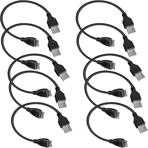 SaiTech IT 2 حزمة كابل USB 3.0 A إلى Micro B كابل نقل بيانات عالي السرعة يصل إلى 5 جيجابت في الثانية لمحرك الأقراص الصلبة الخارجي المحمول - (20 سم)، أسود in Kuwait