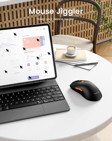 ProtoArc Wireless Mouse Jiggler, USB C Mouse EM15 Type C Wireless Jiggler Mouse Rechargeable Portable Slim Mouse Mover for Laptop, MacBook, PC, ipad, Tablet, Computer-Black in Saudi Arabia