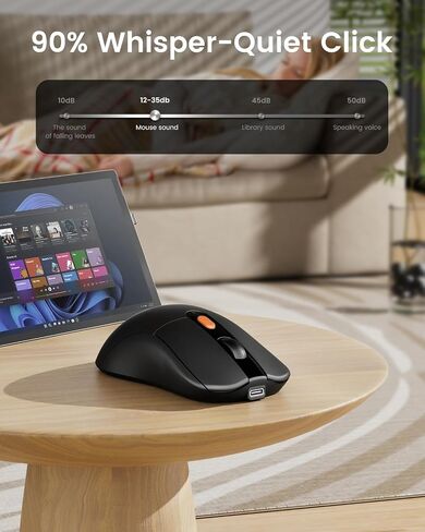 ProtoArc Wireless Mouse Jiggler, USB C Mouse EM15 Type C Wireless Jiggler Mouse Rechargeable Portable Slim Mouse Mover for Laptop, MacBook, PC, ipad, Tablet, Computer-Black in Saudi Arabia