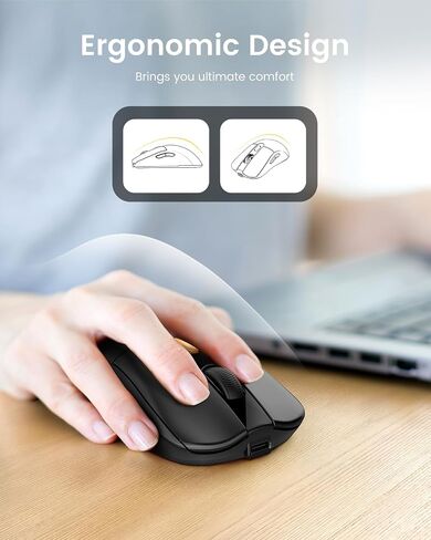 ProtoArc Wireless Mouse Jiggler, USB C Mouse EM15 Type C Wireless Jiggler Mouse Rechargeable Portable Slim Mouse Mover for Laptop, MacBook, PC, ipad, Tablet, Computer-Black in Saudi Arabia