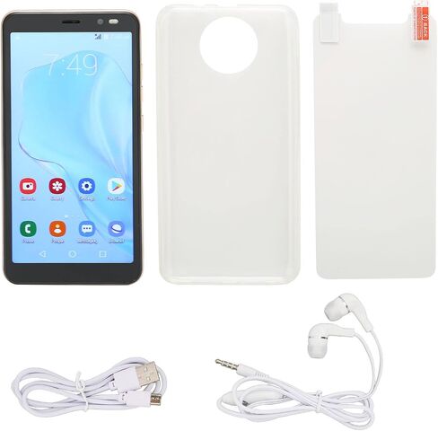 هاتف Zyyini Mate48 Pro غير مقفل، هاتف ذكي للتعرف على الوجه بشاشة كاملة 5.45 بوصة، ثنائي شريحة الاتصال، 2G/32G، كاميرا مزدوجة 3G هاتف خلوي للألعاب لنظام Android 6، يدعم ذاكرة 128 جيجابايت (ذهبي) in Saudi Arabia