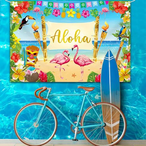 ديكور حفلات ألوها - خلفية هاواي لوا، كبيرة لشاطئ الصيف الاستوائي، لوازم لافتة خلفية لموضوع هاواي لتزيين حفلات أعياد الميلاد in Kuwait