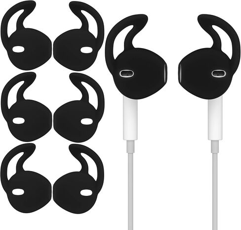 Ear Gel Covers Anti-Slip Silicone Soft Replacement Sport Earbud Tips Comfortable 4 Pairs (Jet Black) in Kuwait