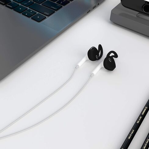 Ear Gel Covers Anti-Slip Silicone Soft Replacement Sport Earbud Tips Comfortable 4 Pairs (Jet Black) in Kuwait