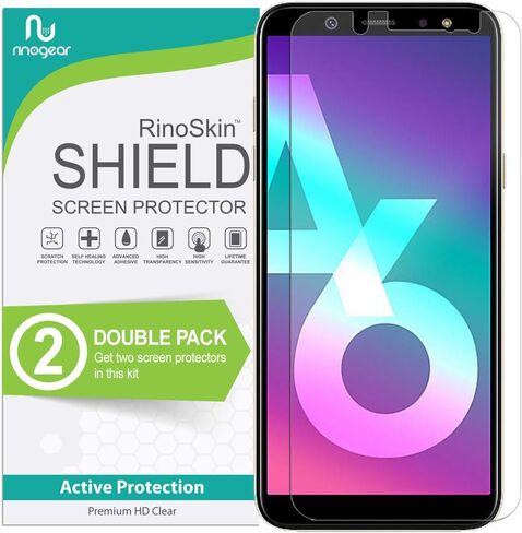 (عبوة من قطعتين) واقي شاشة لهاتف Samsung Galaxy A6 (5.6 بوصة) واقي شاشة (2018) ملحقات صديقة للحافظة تغطية كاملة مرنة طبقة TPU شفافة in Kuwait