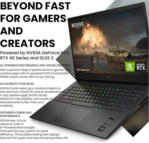 HP Omen Gaming Laptop, 17.3" QHD Display, Intel Core i9-13900HX, 64 GB DDR5 RAM, 2 TB PCIe NVMe, NVIDIA GeForce RTX 4080, Backlit Keyboard, Windows 11 Home, Black in Saudi Arabia