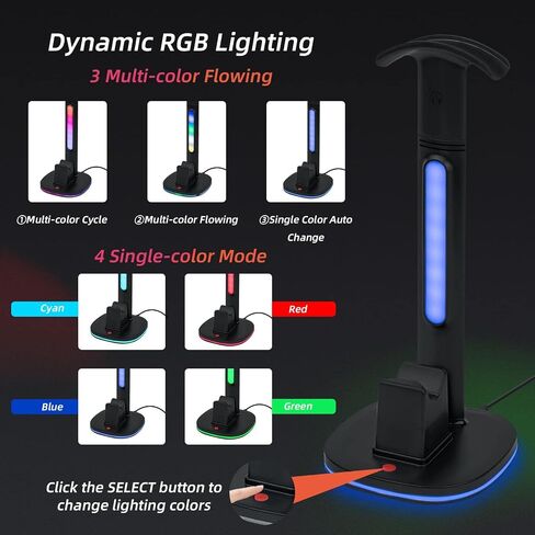 Mcbazel RGB Headset and Controller Stand with Charging Station for PS5/PS5 Elite Controller,RGB Gaming Headset Stand with PS5 Controller Charging Station-Black in Saudi Arabia