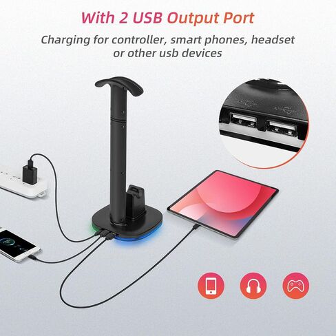 Mcbazel RGB Headset and Controller Stand with Charging Station for PS5/PS5 Elite Controller,RGB Gaming Headset Stand with PS5 Controller Charging Station-Black in Saudi Arabia