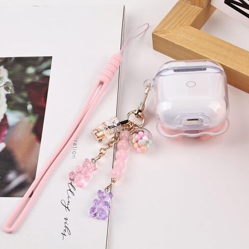 حافظة شفافة لحافظة AirPods الجيل الثاني/الأول، حافظة بتصميم ربطة عنق ثلاثية الأبعاد لطيفة لهاتف Apple Airpod 2&1 Gen مع حزام معصم من السيليكون وسلسلة مفاتيح حلوى لطيفة للنساء والفتيات، أزرق فيونكة in Kuwait