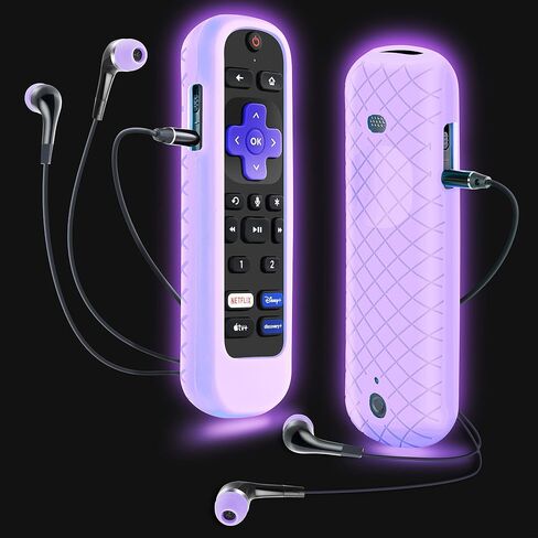 Case for Roku Headphone Remote, Battery Cover for Roku Voice Pro Remote, Rechargeable control with Headphone Jack Silicone Sleeve Skin Glow in The Dark Blue in Saudi Arabia