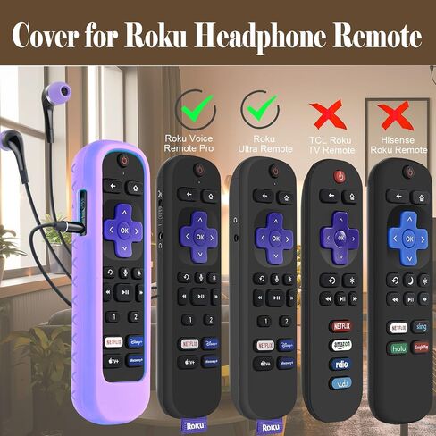 Case for Roku Headphone Remote, Battery Cover for Roku Voice Pro Remote, Rechargeable control with Headphone Jack Silicone Sleeve Skin Glow in The Dark Blue in Saudi Arabia
