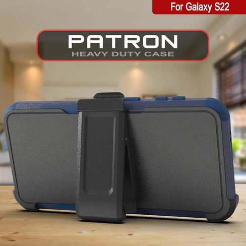 Punkcase Galaxy S22 Belt Clip Holster Case [Patron Series] 4-1 Rugged & Protective Multilayer Phone Cover W/Integrated Kickstand for Galaxy S22 5G (6.1") (2022) [Navy] in Saudi Arabia