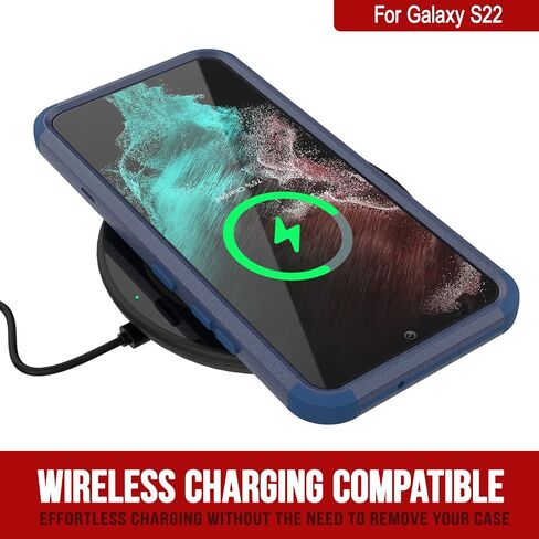 Punkcase Galaxy S22 Belt Clip Holster Case [Patron Series] 4-1 Rugged & Protective Multilayer Phone Cover W/Integrated Kickstand for Galaxy S22 5G (6.1") (2022) [Navy] in Saudi Arabia