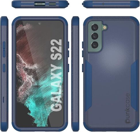 Punkcase Galaxy S22 Belt Clip Holster Case [Patron Series] 4-1 Rugged & Protective Multilayer Phone Cover W/Integrated Kickstand for Galaxy S22 5G (6.1") (2022) [Navy] in Saudi Arabia