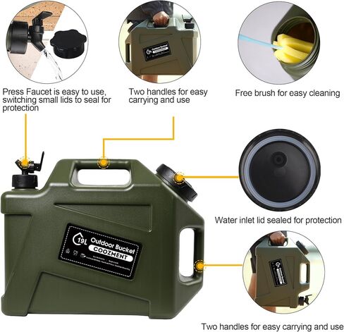 3.2 Gallon/5 Gallon Water Containers with Spigot, BPA Free Water Jug, Military Green Water Tank, Multifunction Water Storage Containers for Camping Outdoor Hiking,Emergency Stroage in Saudi Arabia