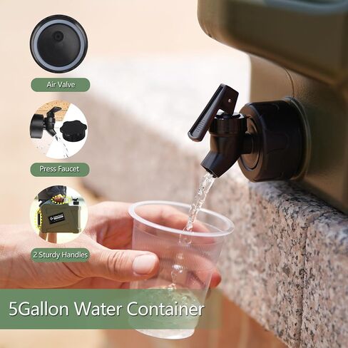 3.2 Gallon/5 Gallon Water Containers with Spigot, BPA Free Water Jug, Military Green Water Tank, Multifunction Water Storage Containers for Camping Outdoor Hiking,Emergency Stroage in Saudi Arabia