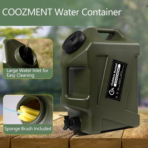 3.2 Gallon/5 Gallon Water Containers with Spigot, BPA Free Water Jug, Military Green Water Tank, Multifunction Water Storage Containers for Camping Outdoor Hiking,Emergency Stroage in Saudi Arabia