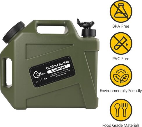 3.2 Gallon/5 Gallon Water Containers with Spigot, BPA Free Water Jug, Military Green Water Tank, Multifunction Water Storage Containers for Camping Outdoor Hiking,Emergency Stroage in Saudi Arabia