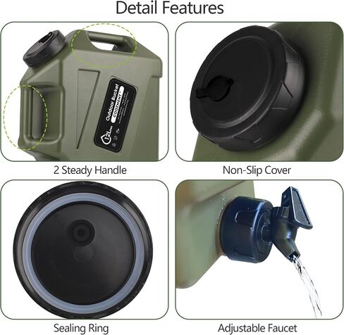 3.2 Gallon/5 Gallon Water Containers with Spigot, BPA Free Water Jug, Military Green Water Tank, Multifunction Water Storage Containers for Camping Outdoor Hiking,Emergency Stroage in Saudi Arabia