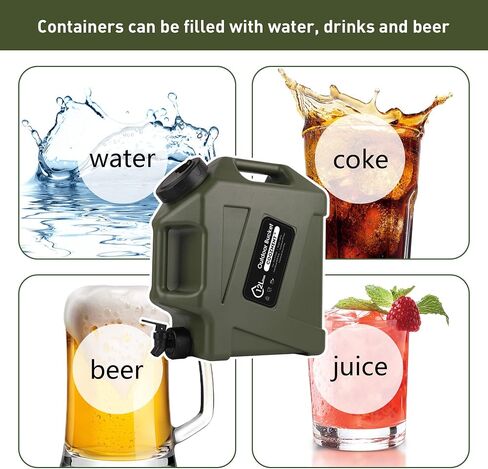 3.2 Gallon/5 Gallon Water Containers with Spigot, BPA Free Water Jug, Military Green Water Tank, Multifunction Water Storage Containers for Camping Outdoor Hiking,Emergency Stroage in Saudi Arabia