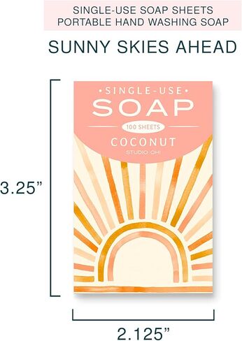 استوديو أوه! أوراق صابون مضادة للبكتيريا - قطرة الليمون - 100 ورقة صابون يدوية للسفر - بديل رائع لمطهر اليدين أثناء السفر - تصميم صندوق فني - الأوقات الجيدة in Kuwait