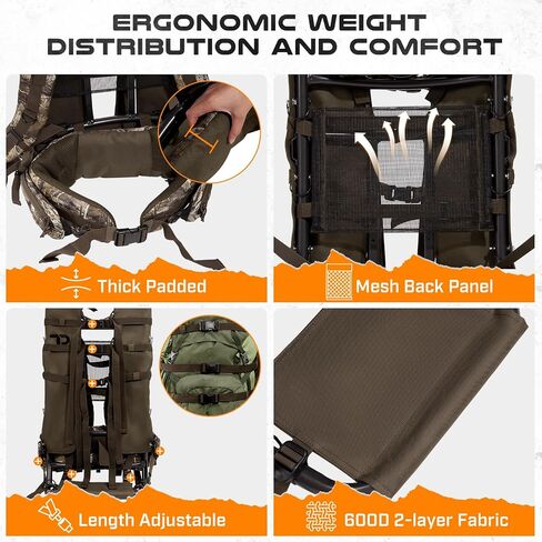 TR Aluminum External Frame Backpack with Adjustable Height for Extra Large Load Hunting Hiking Design, Realtree Edge Camo in Saudi Arabia