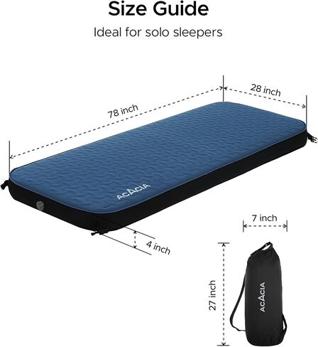 ACACIA 4'' Thick Self Inflating Sleeping Pad with Solid Foam, Innovative Y-shaped Telescopic Structure, Ultraportable Camping Mattress with Pump Sack, Outdoor Air Mat for Tent Car Backpacking, Single in Saudi Arabia