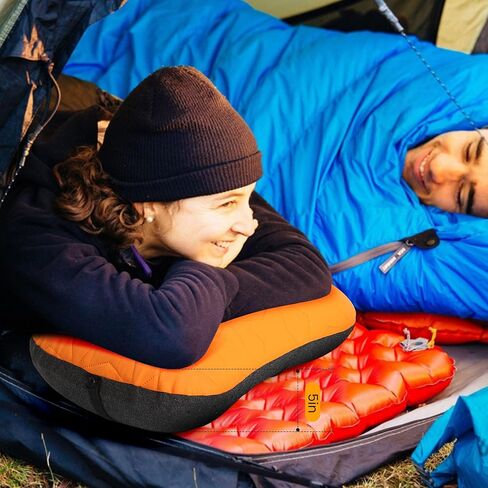 Inflatable Camping Pillow with Removable Cover - Ultralight Inflatable Pillow for Camping Lightweight, Ergonomic and Washable for Camping, Hiking, and Travel Blue in Saudi Arabia