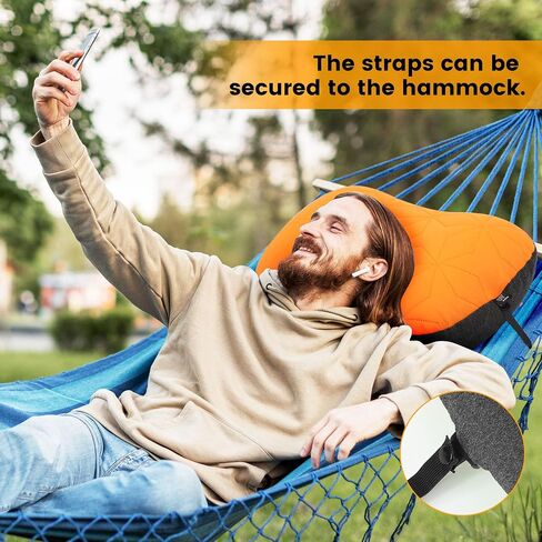 Inflatable Camping Pillow with Removable Cover - Ultralight Inflatable Pillow for Camping Lightweight, Ergonomic and Washable for Camping, Hiking, and Travel Blue in Saudi Arabia