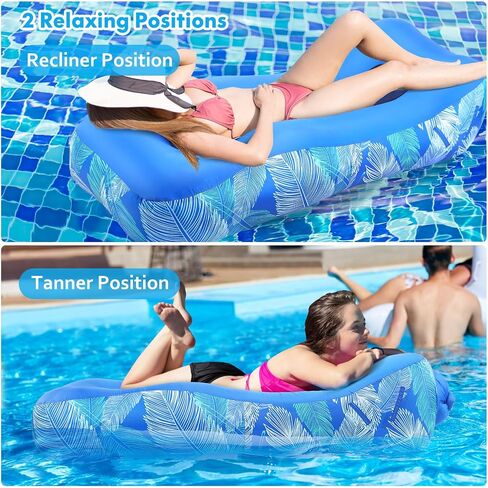 Inflatable Lounger Air Sofa with Unique Sun-shade Design, Inflatable Beach Bed with Pillow, Waterproof Inflatable Couch Camping Chair Hammock for Hiking Backyard Travel Beach Park Picnics(Blue) in Saudi Arabia