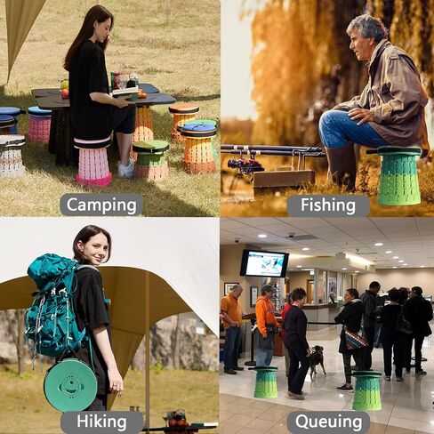 2026 Upgraded XXL Collapsible Stool with Thick Cushion,19.7"H-11.8"D Telescoping Folding Stool for Adults, More Sturdy Camping Stools with Load Capacity 1000lbs for Outdoor,Garden,Fishing,Hiking in Saudi Arabia