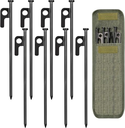8/16/32 Pack 8in Heavy Duty Forged Steel Tent Stakes, with Storage Bag | for Camping in Saudi Arabia