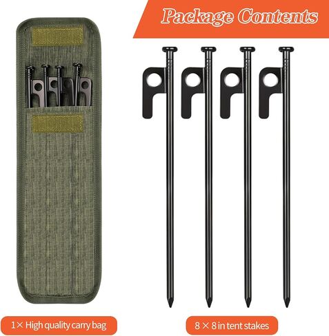 8/16/32 Pack 8in Heavy Duty Forged Steel Tent Stakes, with Storage Bag | for Camping in Saudi Arabia