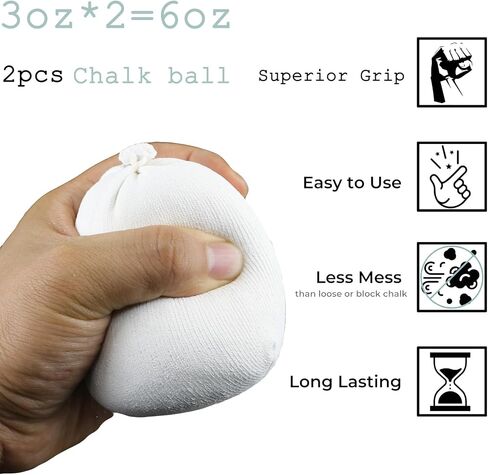 2 Bags Gymnastics Chalk Ball for Climbing - (6oz) Gym Chalk Used for Lifting Weightlifting Workout and Rock Climbing, Weight Powder Hands Chalk in Saudi Arabia